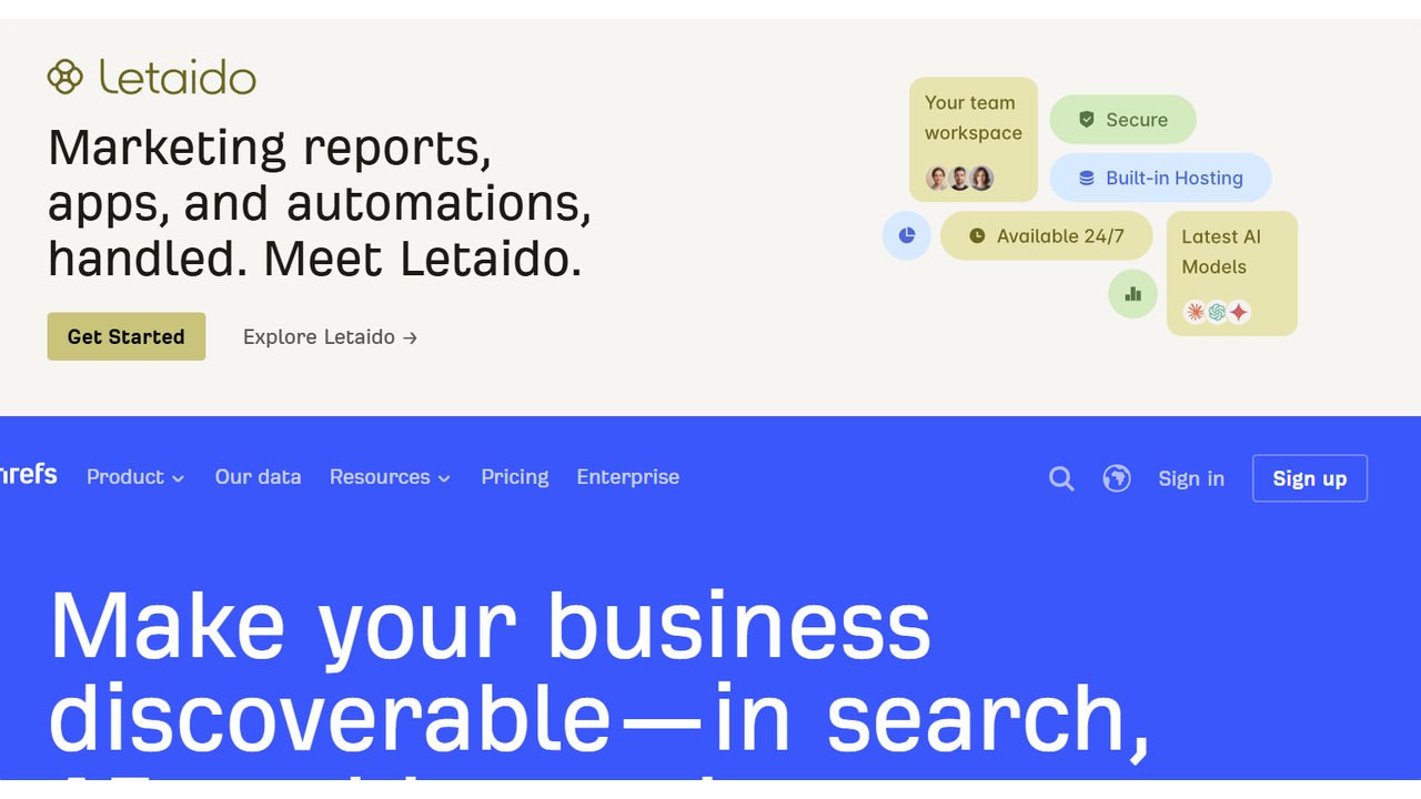 Ahrefs interface pairing backlink data with Google Search Console