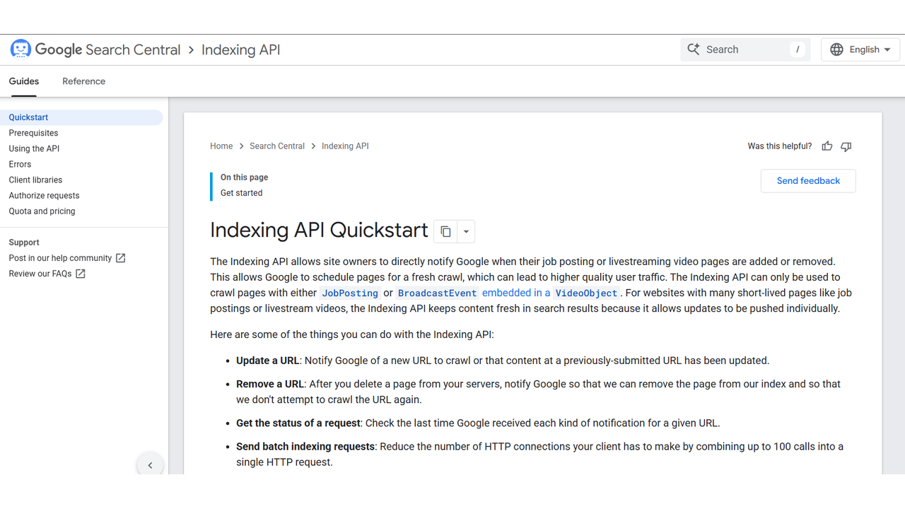 Google Indexing API setup for faster page discovery