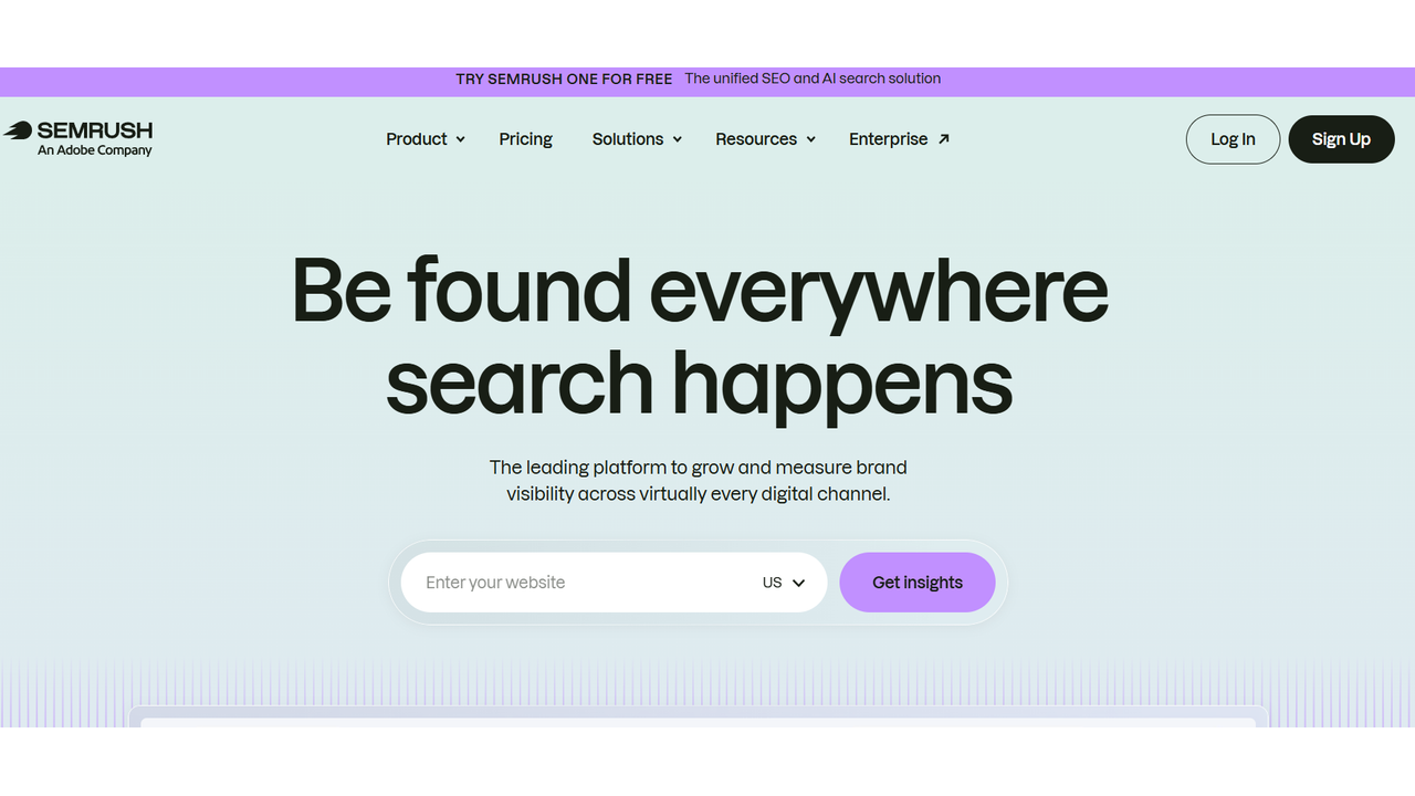 Semrush interface with keyword and competitive research data